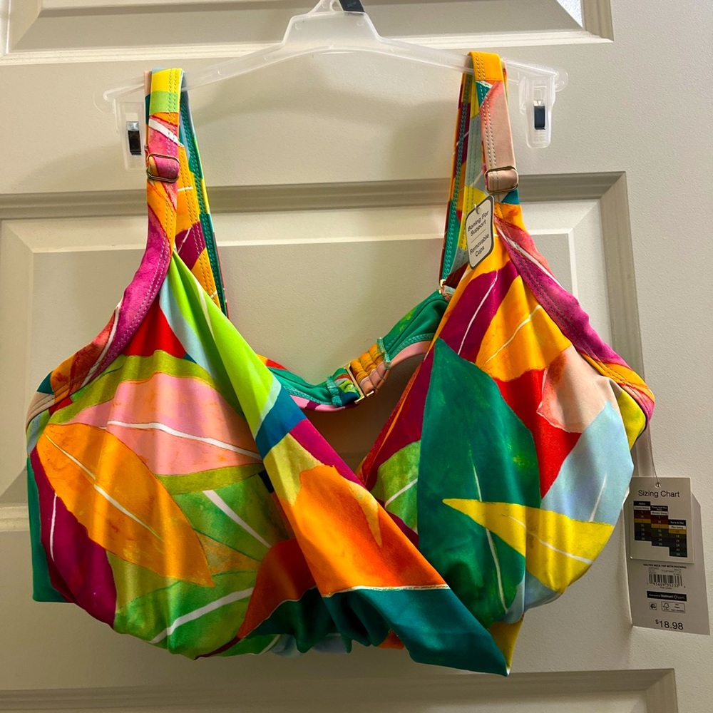 Time and Tru Plus Halter Neck Top With Ruching Multicolored Size 3x NWT